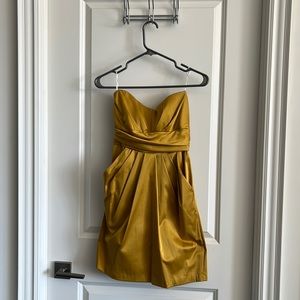Burnt yellow / gold silk sheen dress